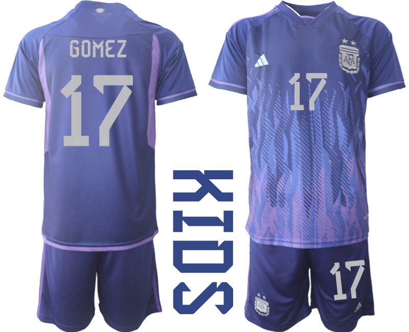 Youth 2022 World Cup National Team Argentina away purple #17 Soccer Jersey->youth soccer jersey->Youth Jersey